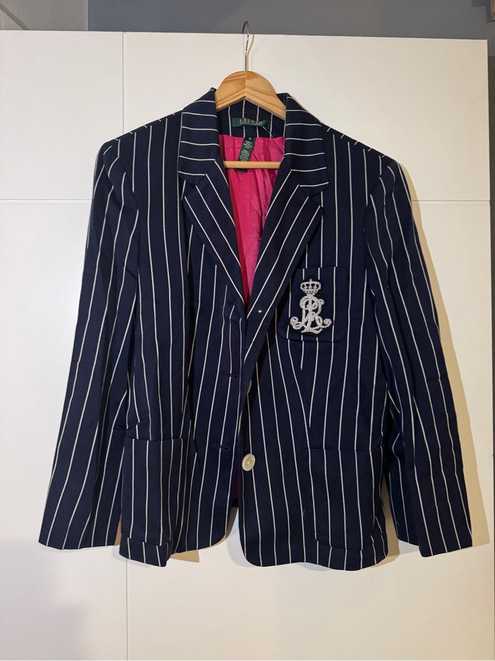 Ralph Lauren Kids size 16 Navy Pinstripe Blazer with Crest